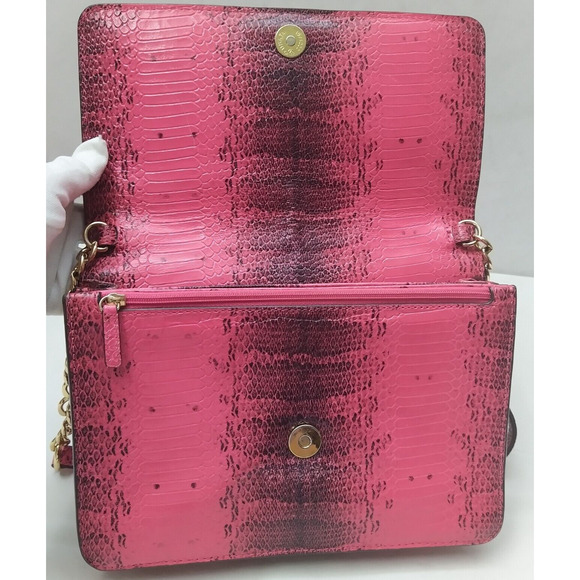 Michael Kors Pink Leather Python Printed Chain Strap Crossbody Bag - Picture 10 of 16